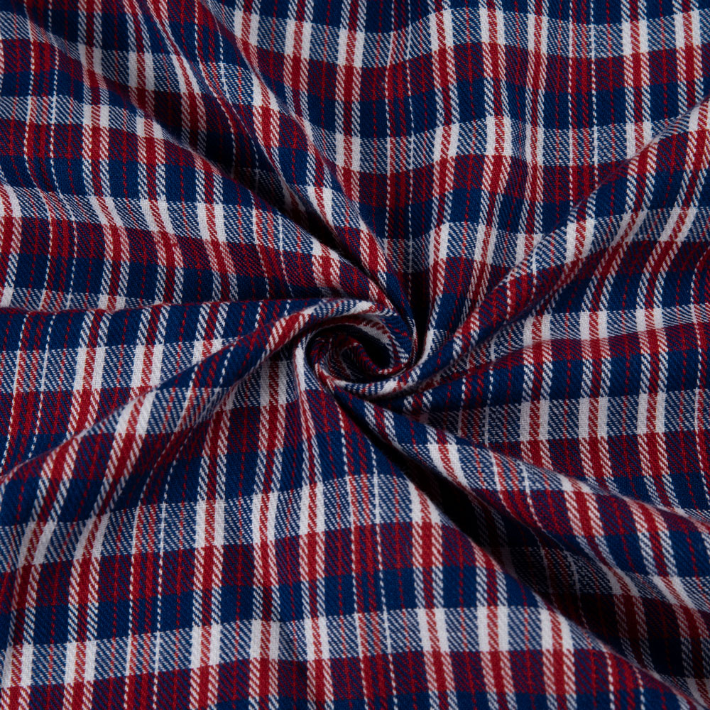 Check Twill Red Blue Colour Pure Cotton 113 GSM Handwoven Fabric 26