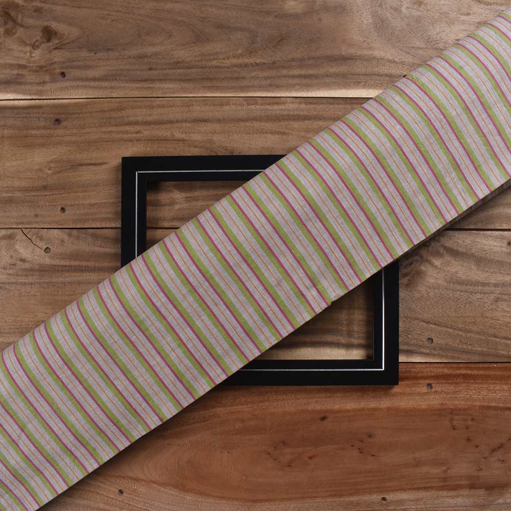 Stripe Multi Color Pure Cotton 58 GSM Handwoven Fabric