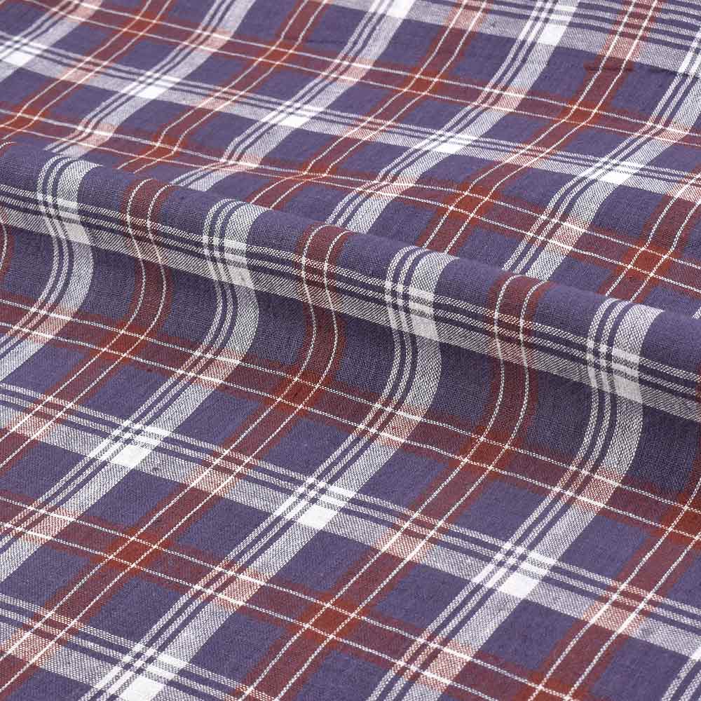 CHECK BLUE & RED PURE COTTON 96 GSM HANDWOVEN FABRIC