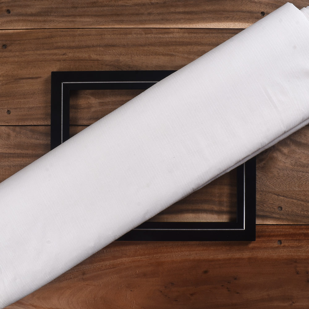 Stripe White Pure Cotton 80 GSM Handwoven Fabric