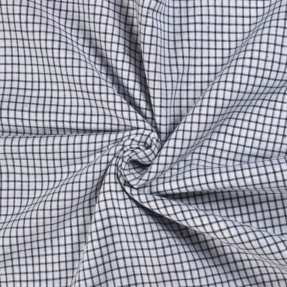 Check Black & White Pure Cotton 105 GSM Handwoven Fabric