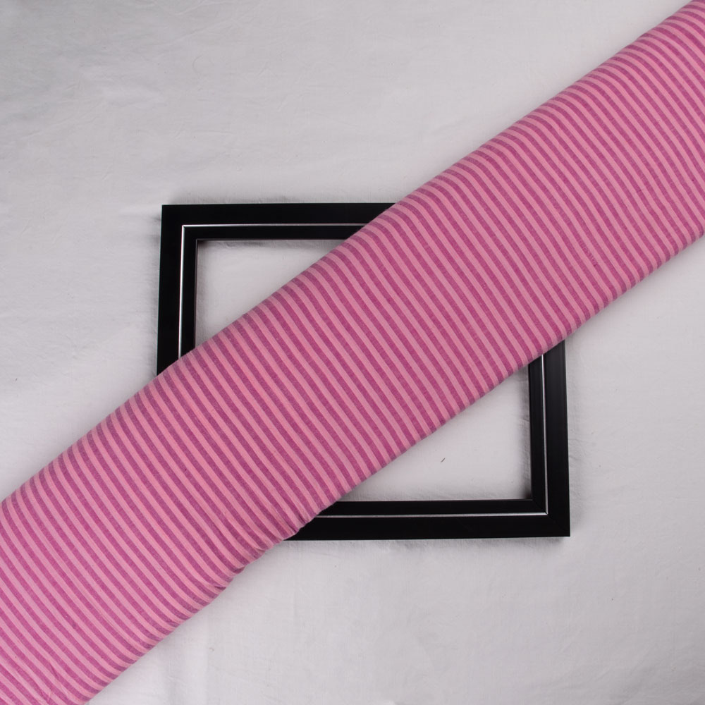 Stripe Pink Pure Cotton 82 GSM Handwoven Fabric