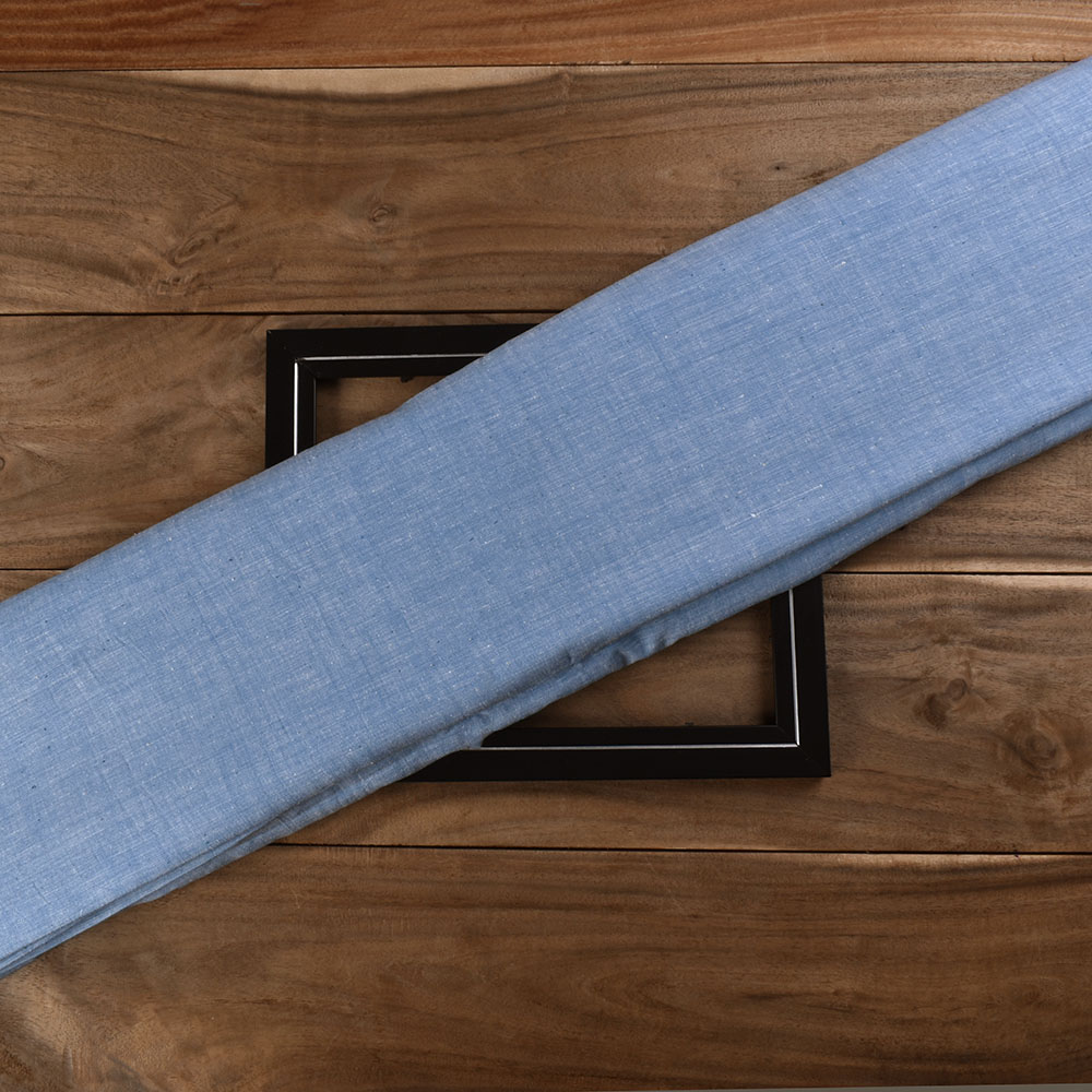Chambray Blue Khadi Cotton 115 GSM Handwoven Fabric N28