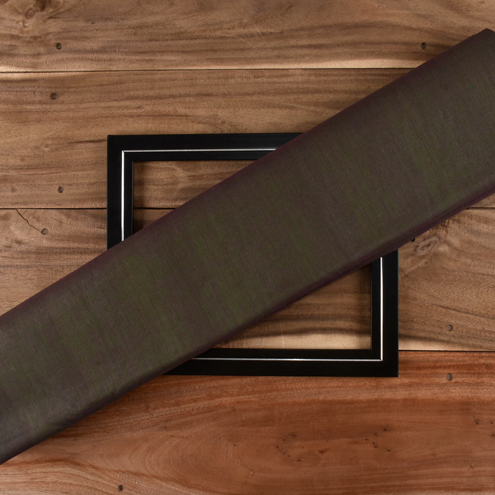 Chambray Olive Khadi Cotton 75 GSM Handwoven Fabric