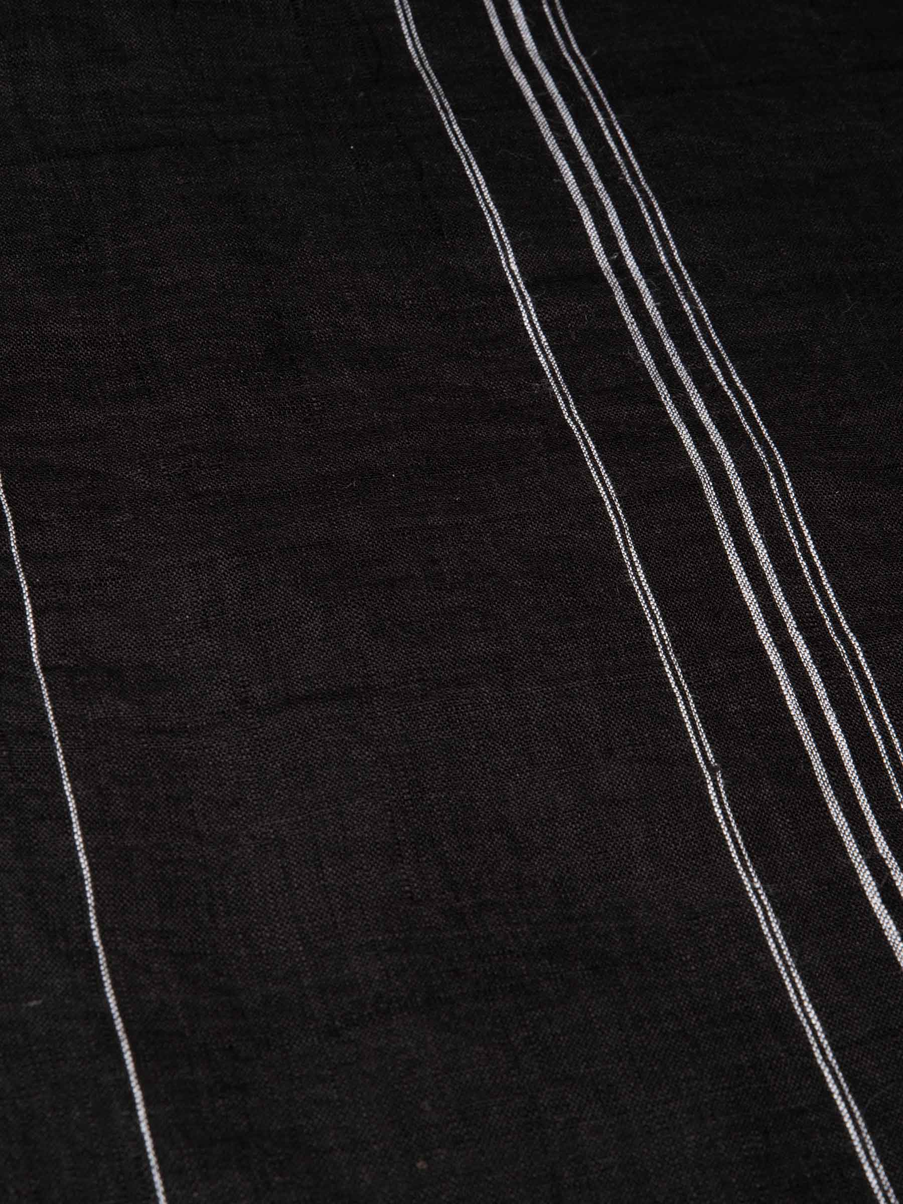Stripe Black Pure Linen Table Runner