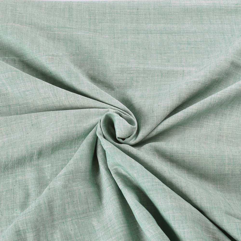 Chambray Teal Khadi Cotton 75 GSM Handwoven Fabric H56