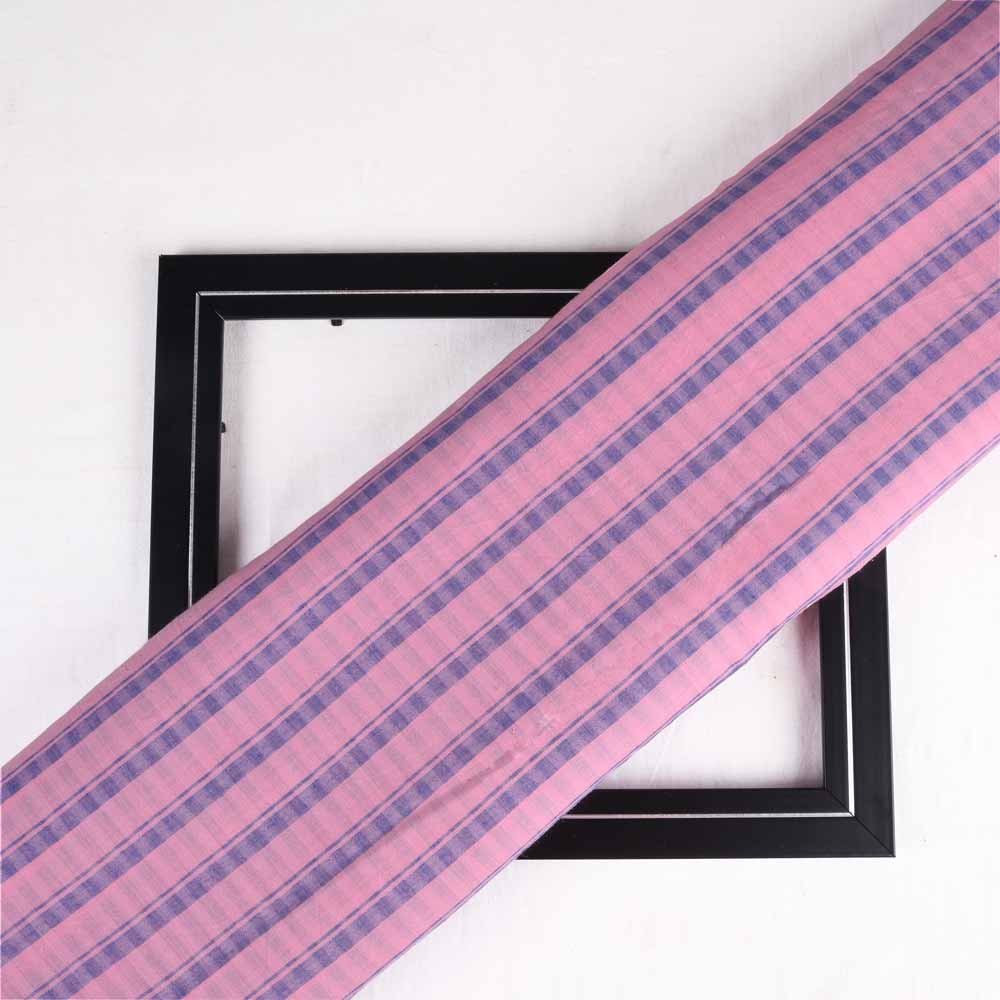 Stripe Pink Pure Cotton 87 GSM Handwoven Fabric 77