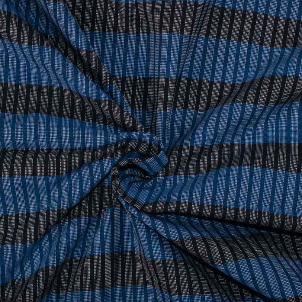 Check Blue and Black Khadi Cotton 125 GSM Handwoven Fabric