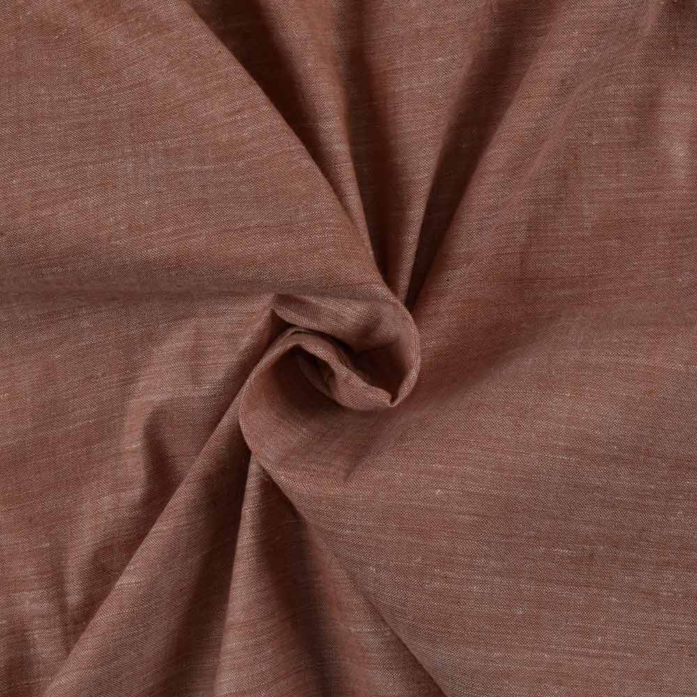 Chambray Brown Khadi Cotton 72 GSM Handwoven Fabric