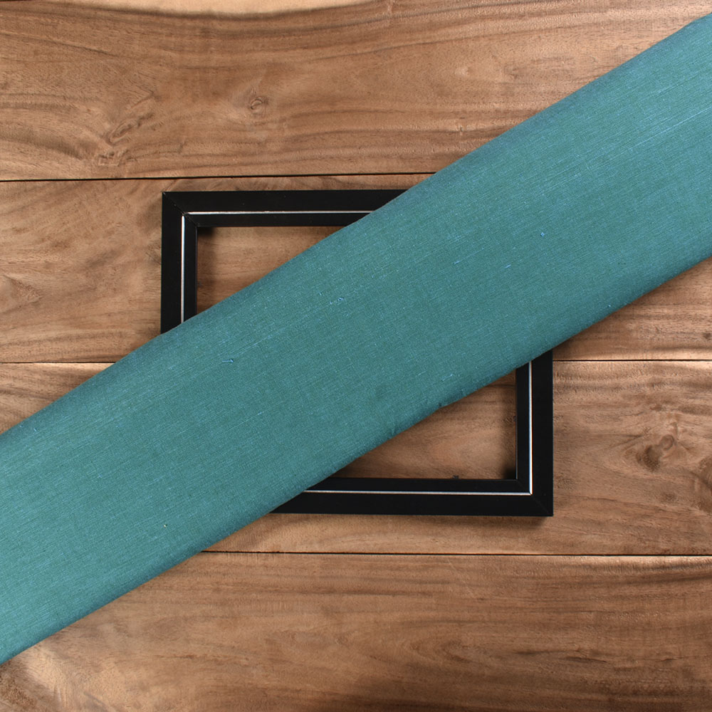 Plain Teal Khadi Cotton 105 GSM Handwoven Fabric