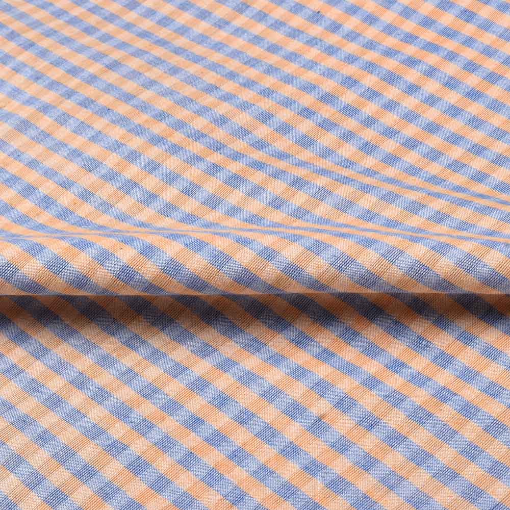 STRIPE BLUE YELLOW PURE COTTON 85 GSM HANDWOVEN FABRIC