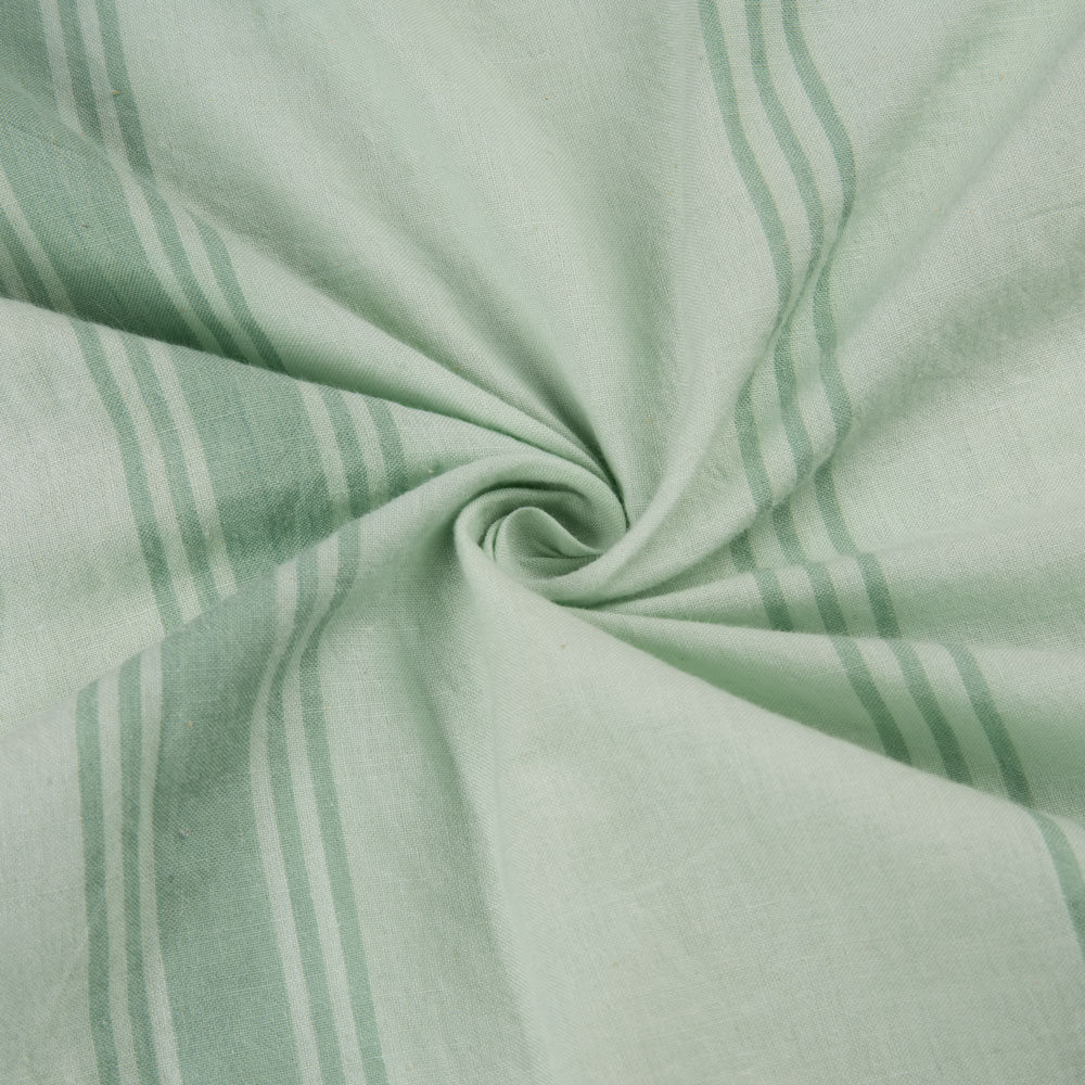 Stripe Light Sage Green Khadi Cotton 88 GSM Handwoven Fabric