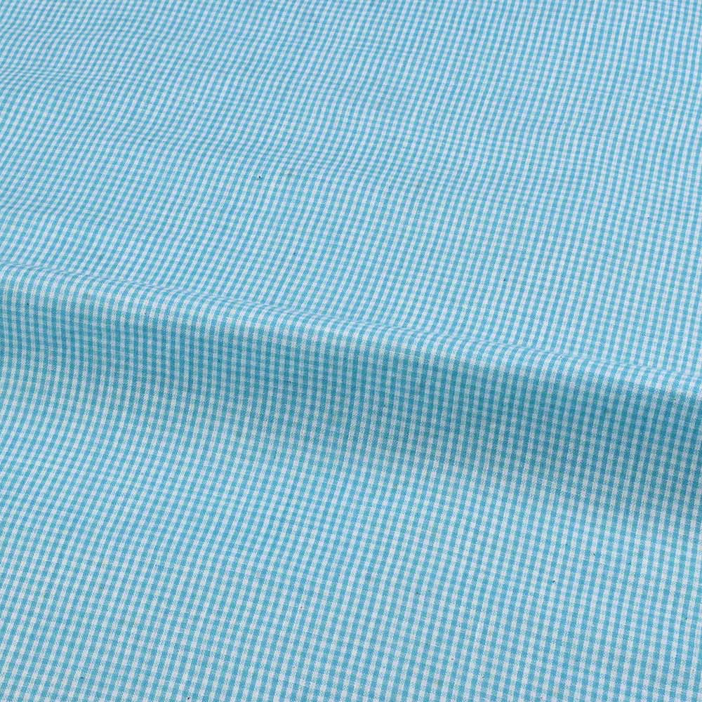 CHECK LIGHT BLUE PURE COTTON 77 GSM HANDWOVEN FABRIC