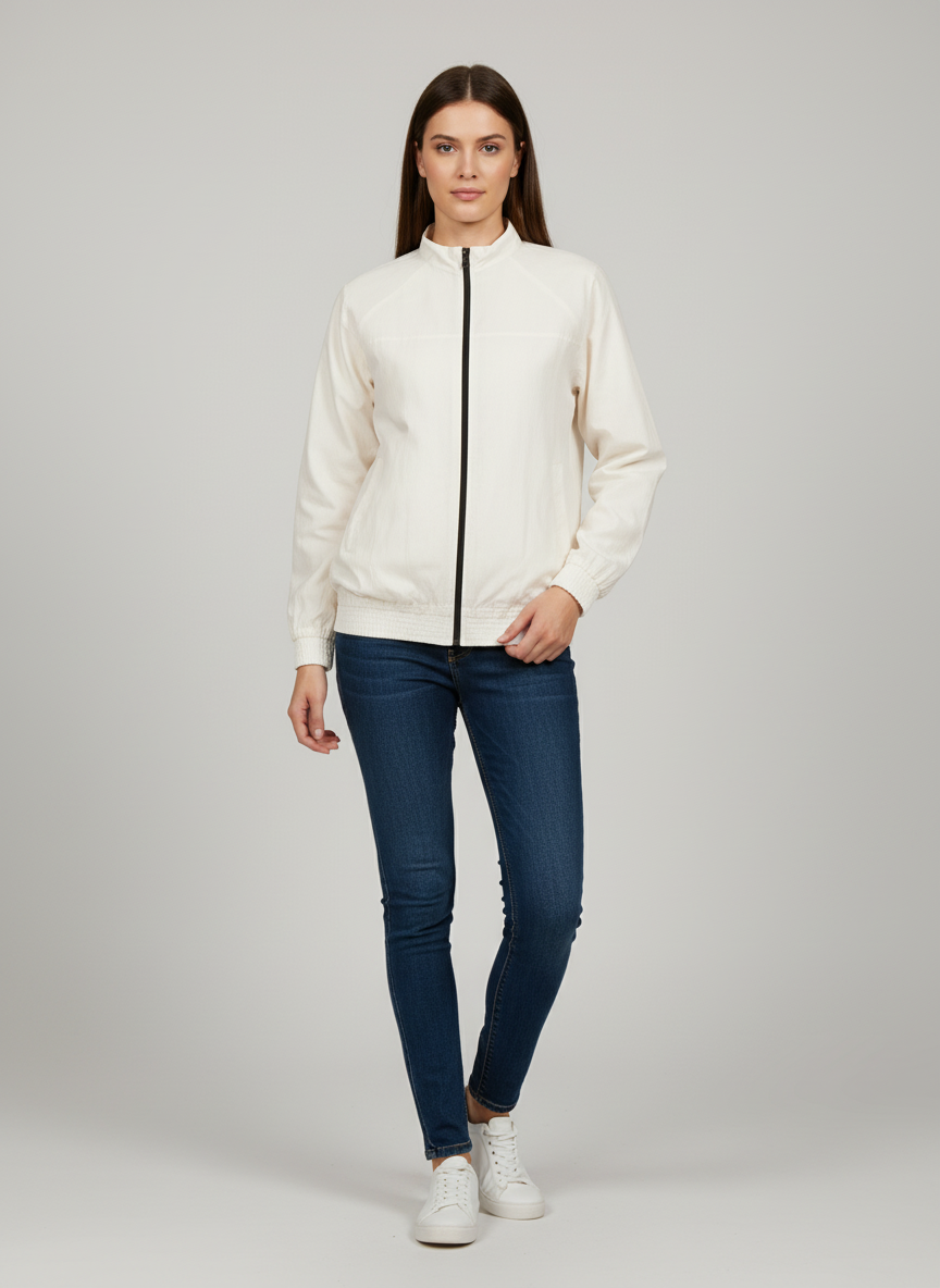 TRACK JACKET WITH FRONT FULL ZIPPER-FRONT SIDE POCKETS