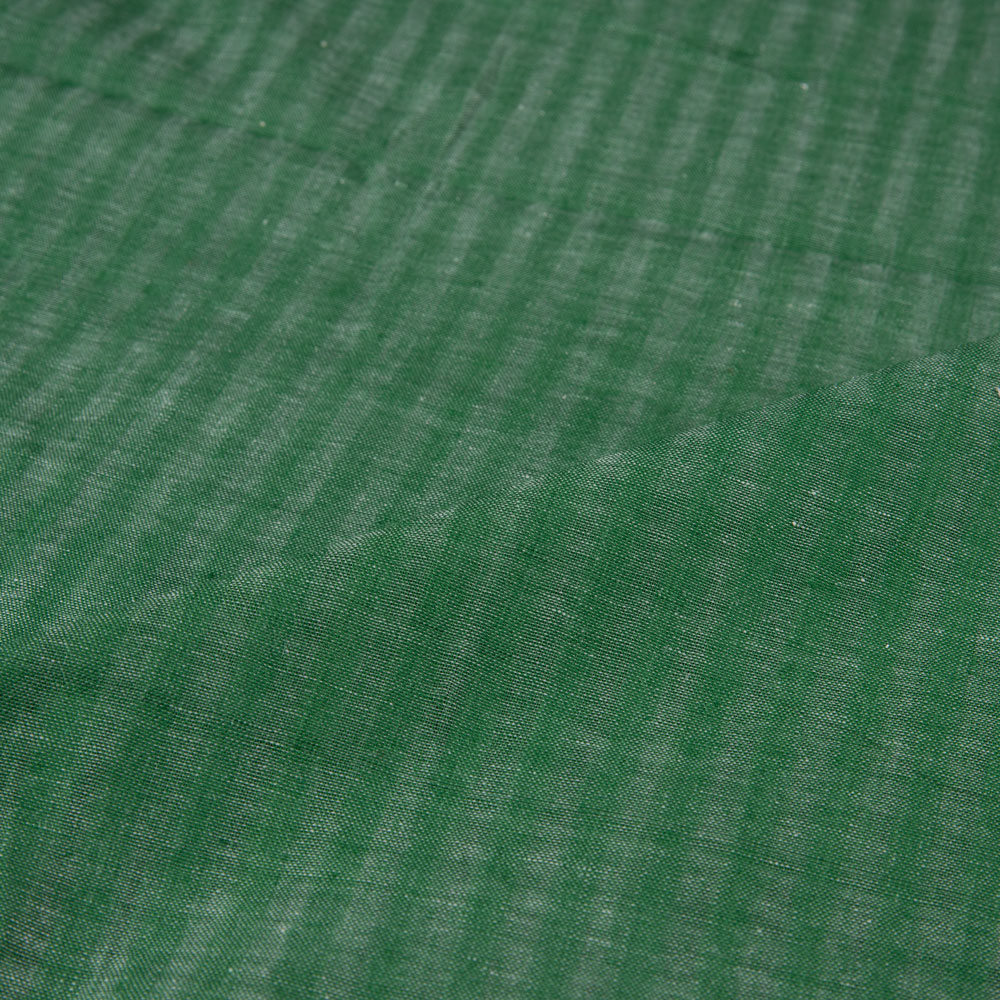 STRIPE GREEN KHADI COTTON 90 GSM HANDWOVEN FABRIC