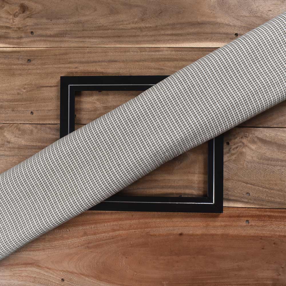 Check Black & White Pure Cotton 122 GSM Handwoven Fabric