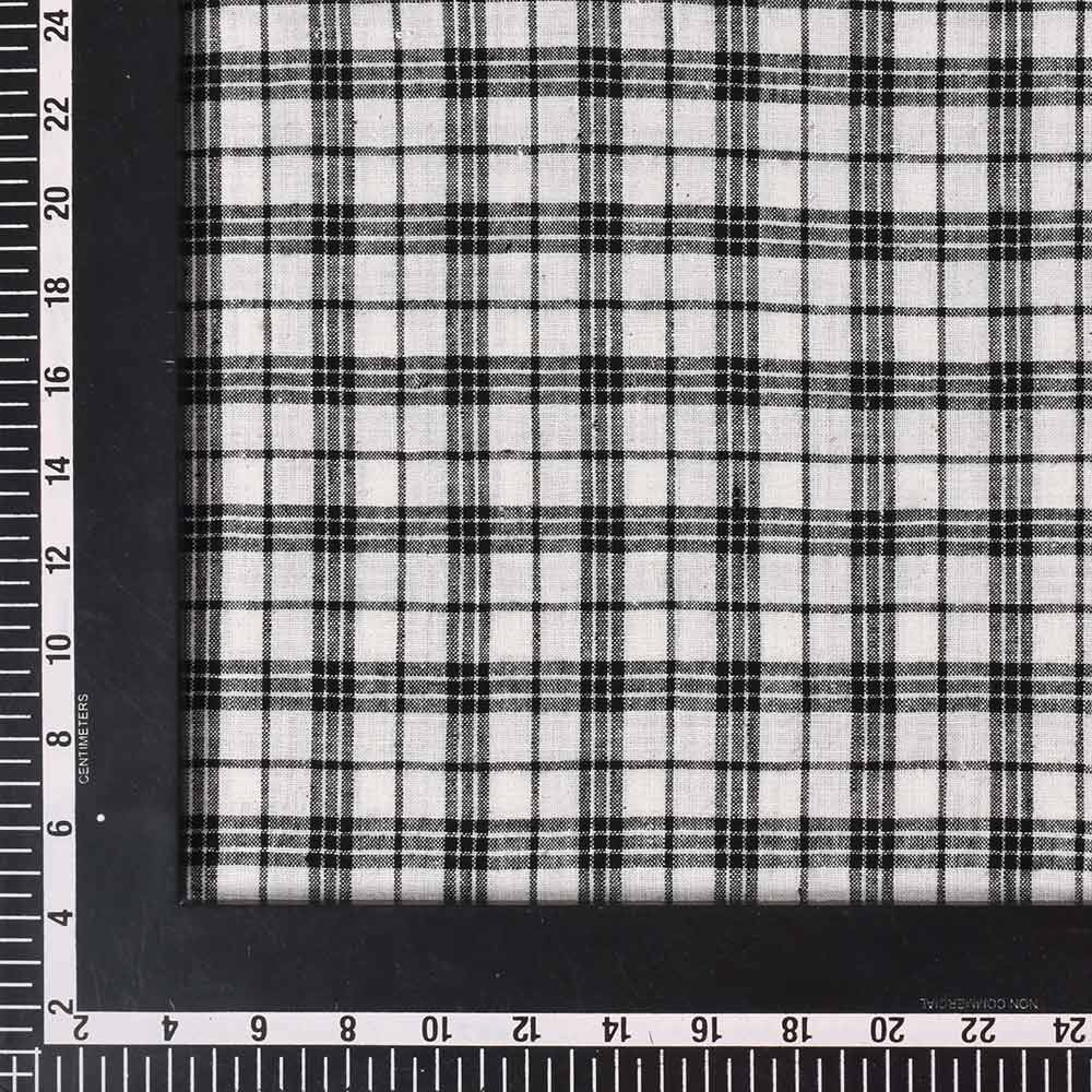 CHECK BLACK & WHITE PURE COTTON 108 GSM HANDWOVEN FABRIC