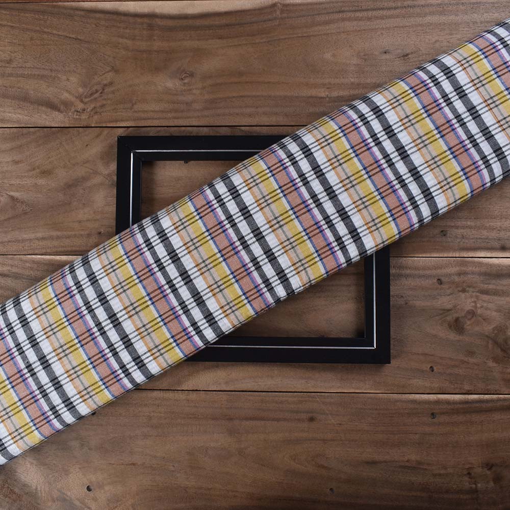 Check Multicolour Pure Cotton 91 GSM Handwoven Fabric