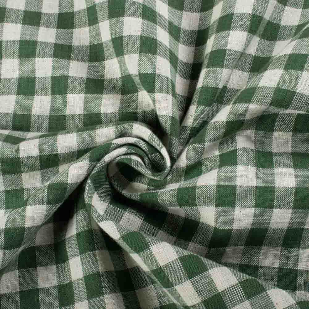 Check Green & Ecru Khadi 135 GSM Handwoven Fabric