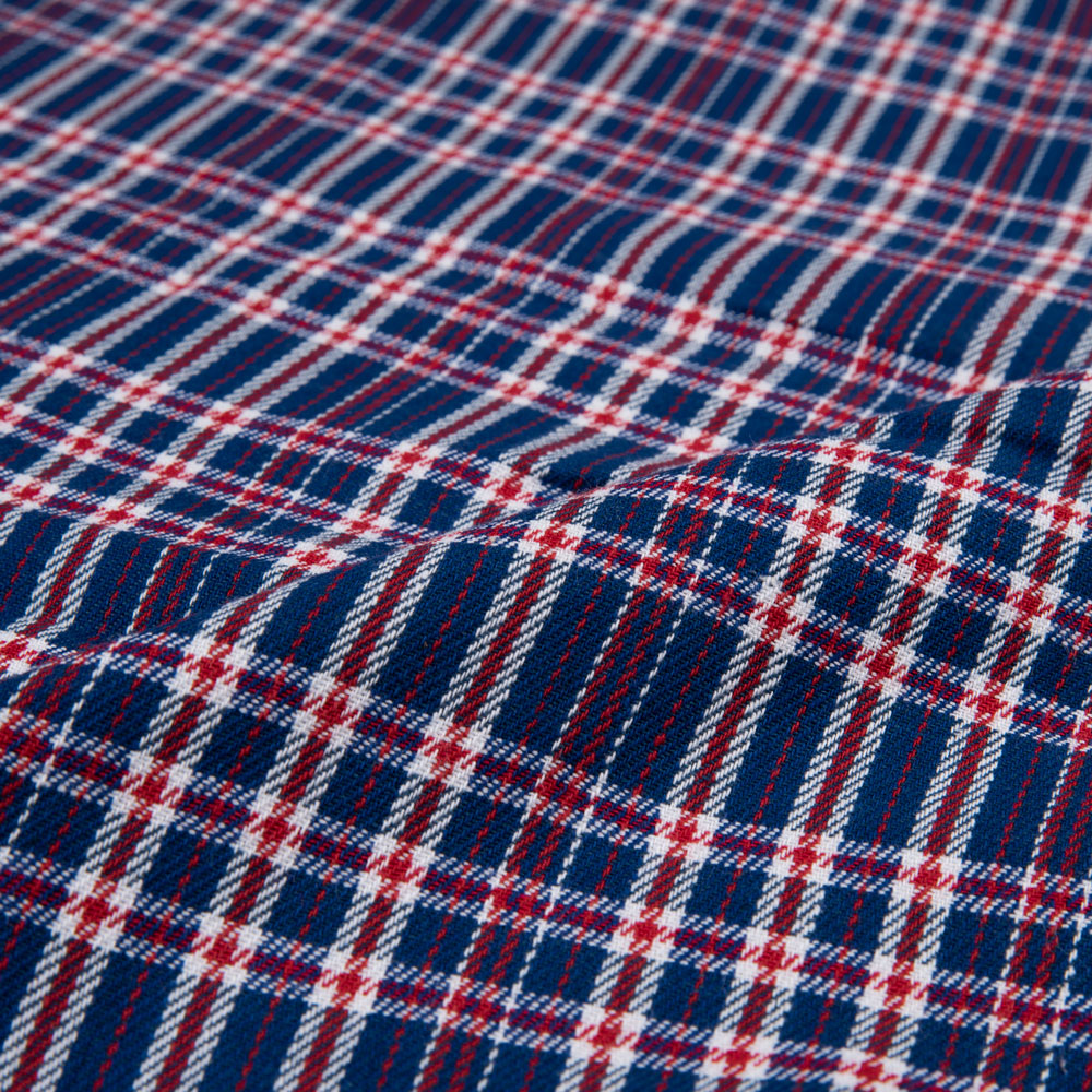 CHECK TWILL RED BLUE COLOUR PURE COTTON 120 GSM HANDWOVEN FABRIC 32