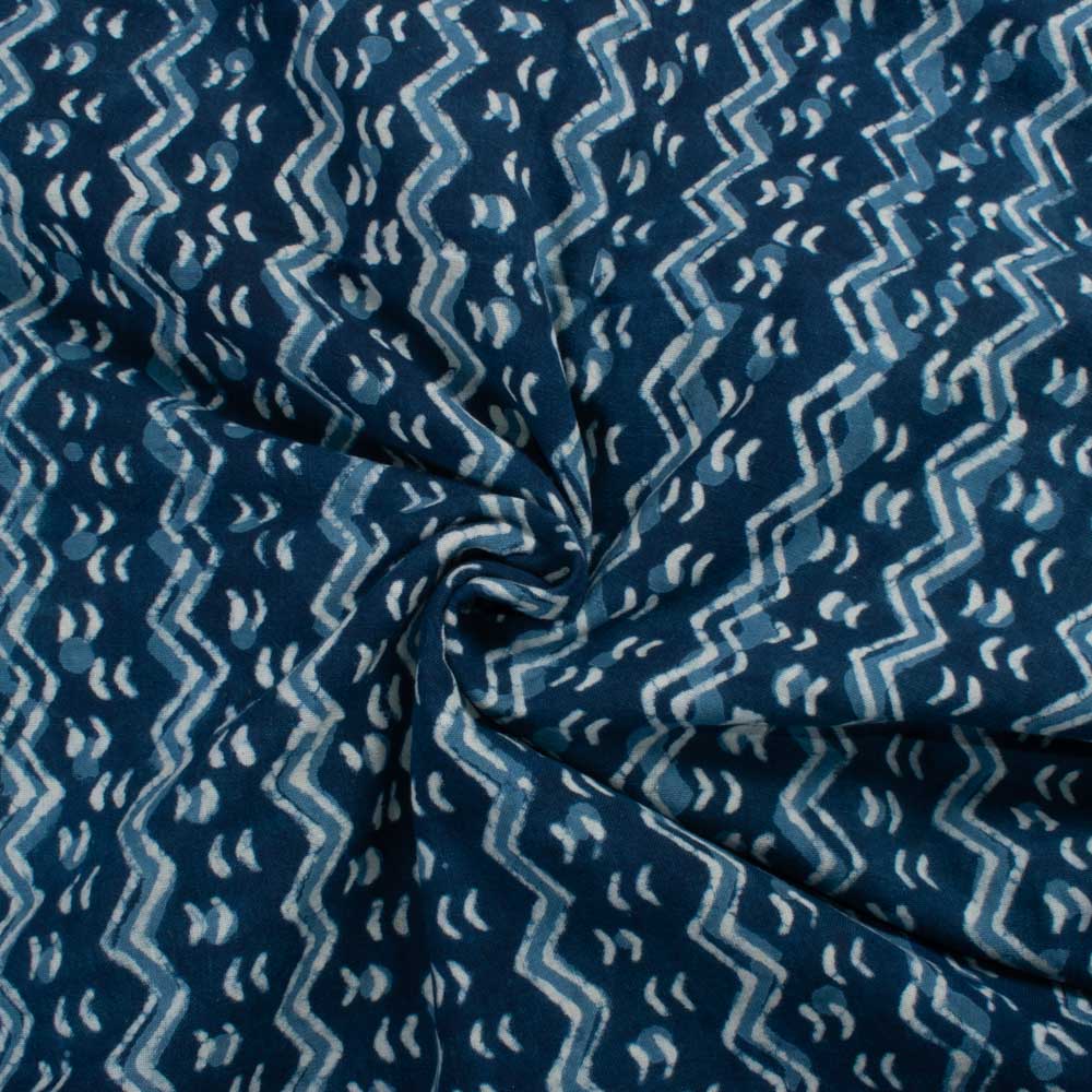 Natural Indigo Blue Block Ajrakh Print Pure Khadi Natural Dye 107 GSM fabric 74