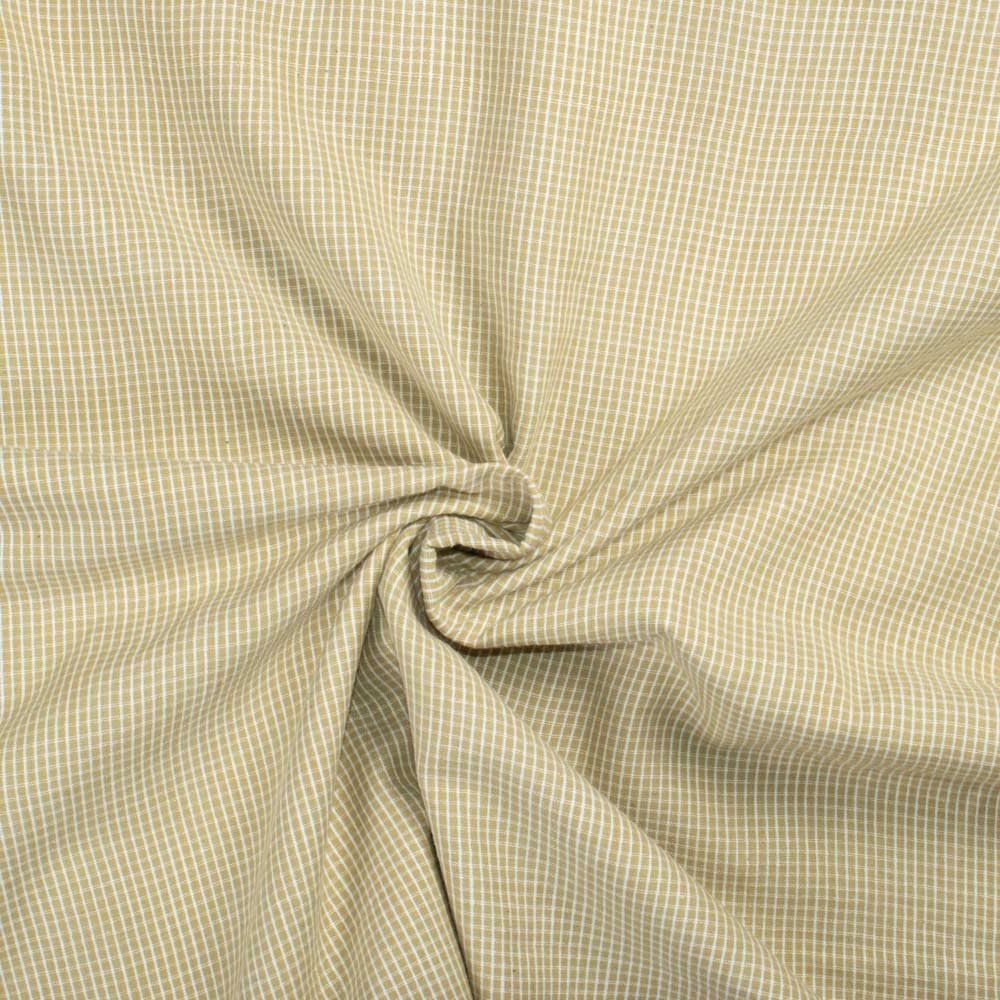 Check Olive Pure Cotton 115 GSM Handwoven Fabric
