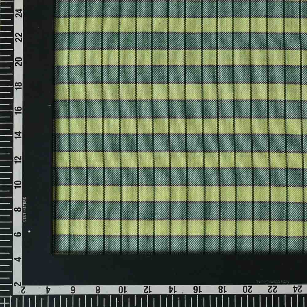 CHECK TWILL GREEN BLACK PURE COTTON 100 GSM HANDWOVEN FABRIC