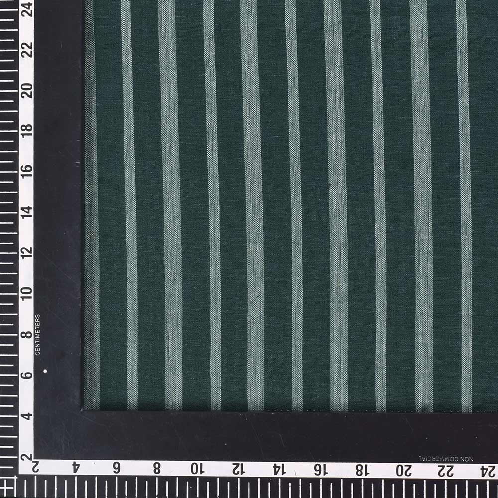 STRIPE DARK TEAL PURE COTTON 105 GSM HANDWOVEN FABRIC