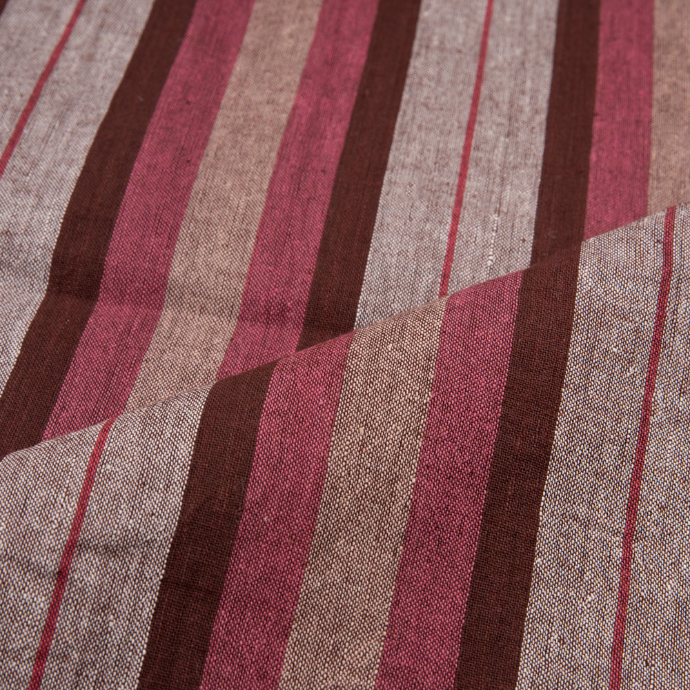 STRIPE RED PURE COTTON 97 GSM HANDWOVEN FABRIC