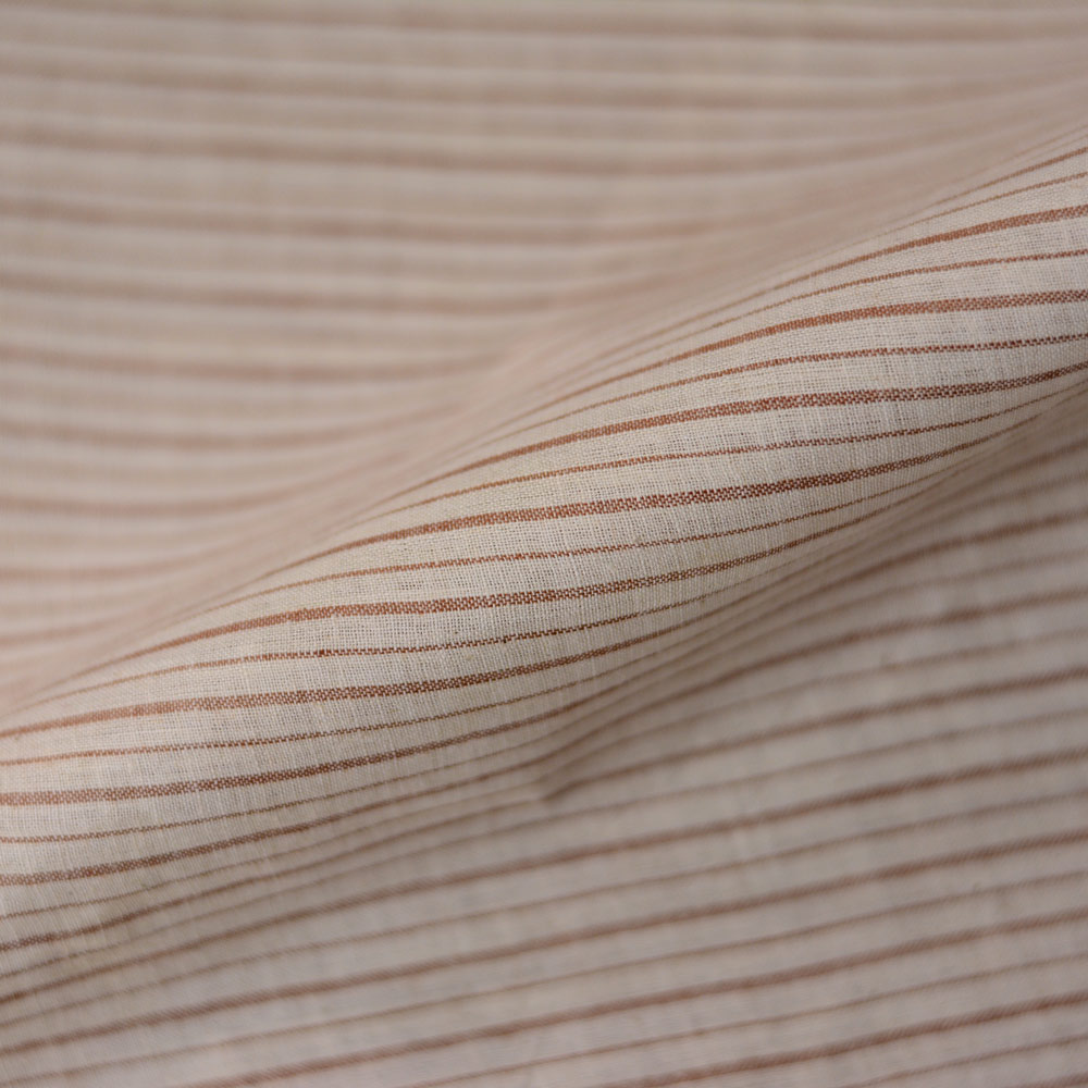 Stripe Brown & Cream Khadi Cotton 60 GSM Handwoven Fabric