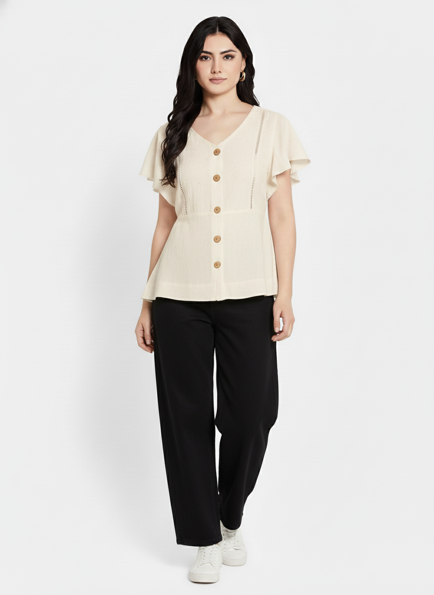 Flared Sleeves Peplum Top