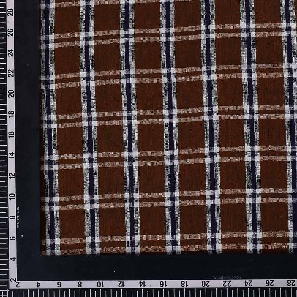 CHECK BROWN PURE COTTON 102 GSM HANDWOVEN FABRIC 342