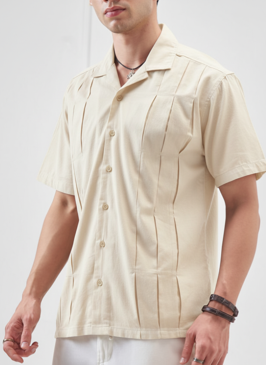 Pleated Half Sleeves Shirt