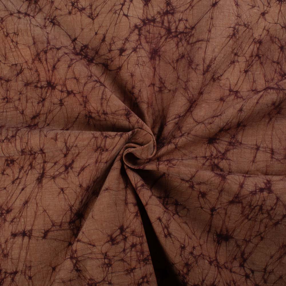 Abstract Brown Batik Printed Khadi Cotton 92 GSM Handwoven Fabric 26
