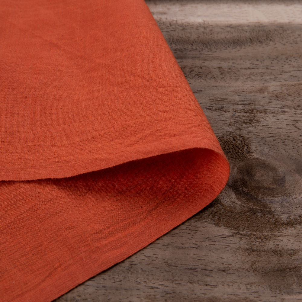 Plain Orange Pure Cotton 92 GSM Handwoven Fabric
