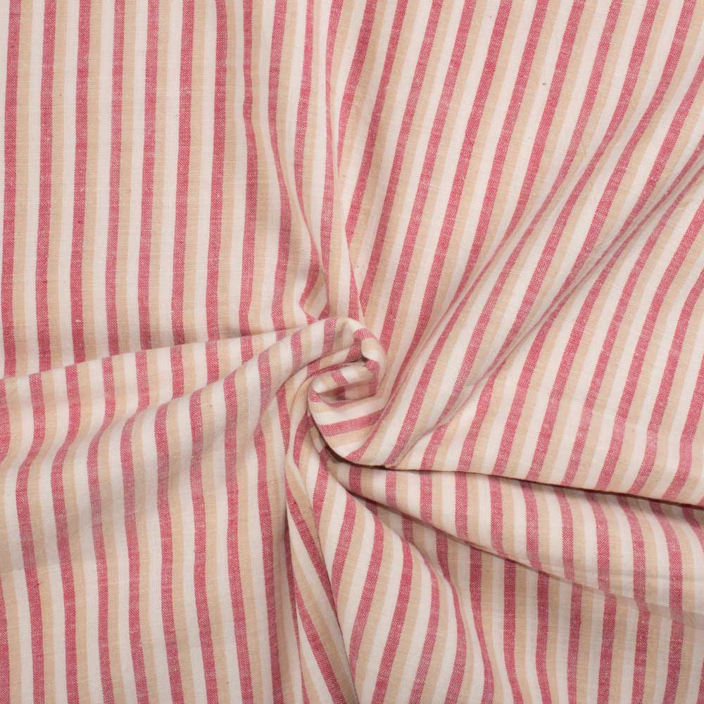 Stripe Multicolor Khadi Cotton 110 GSM Handwoven Fabric 380