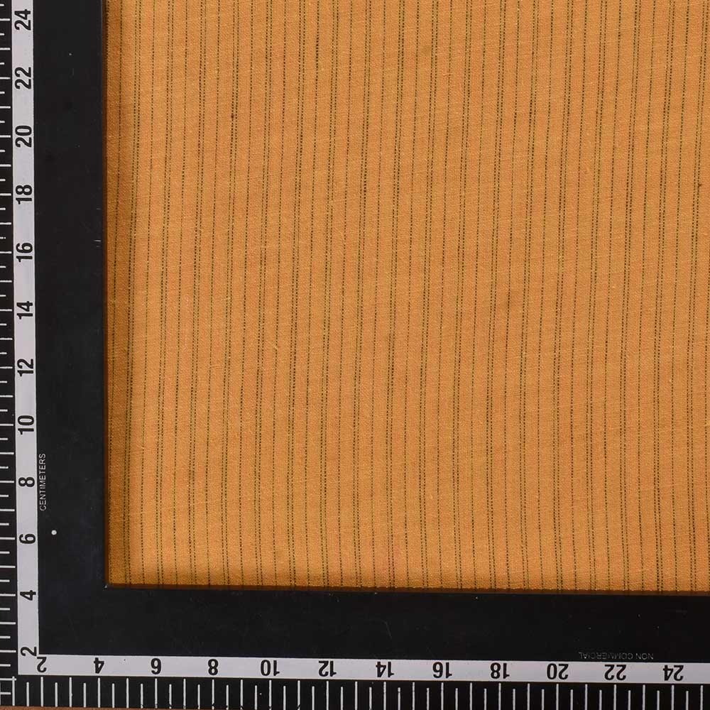 PINSTRIPE MUSTARD YELLOW KHADI COTTON 103 GSM HANDWOVEN FABRIC