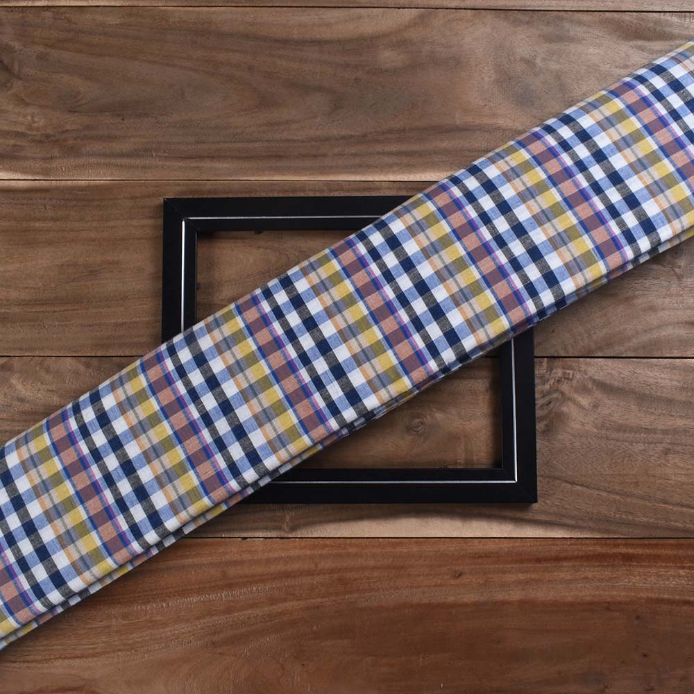Check Multicolor Pure Cotton 95 GSM Handwoven Fabric