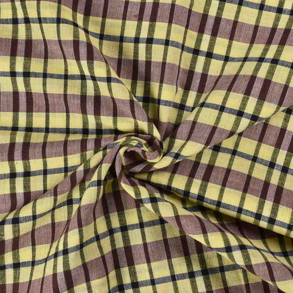 Check Multicolor Khadi Cotton 110 GSM Handwoven Fabric