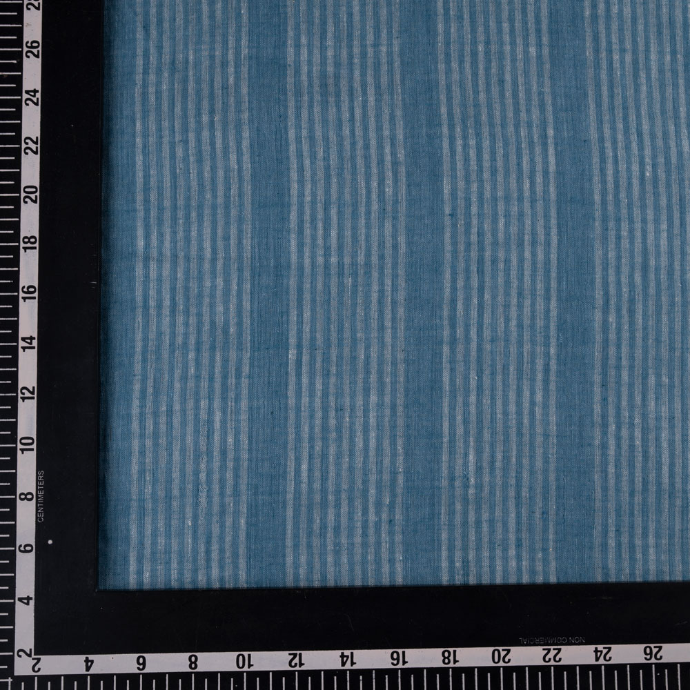 STRIPE BLUE PURE COTTON 62 GSM HANDWOVEN FABRIC