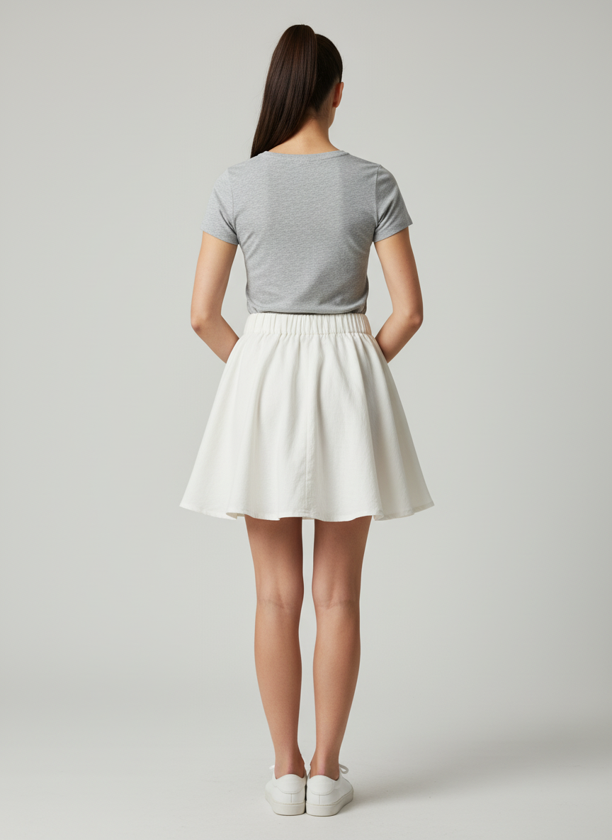 Flared Mini Skirt - Thigh Length