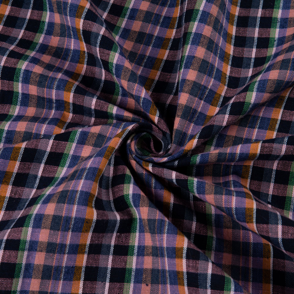 Check Multicolour Khadi Cotton 126 GSM Handwoven Fabric