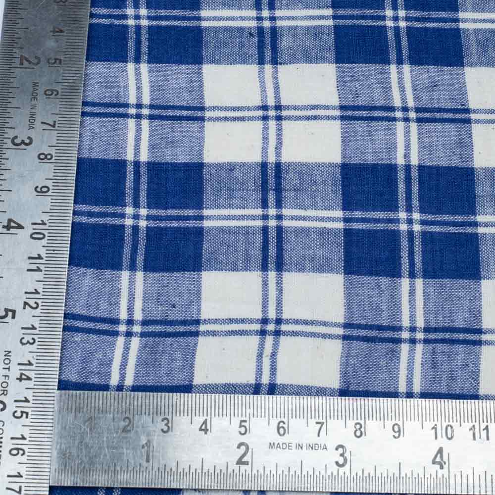 CHECK BLUE & WHITE PURE COTTON 105 GSM HANDWOVEN FABRIC 18