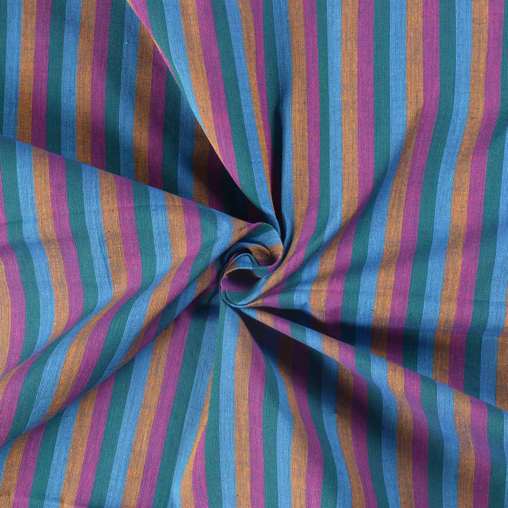 Stripe Multi Color Pure Cotton 80 GSM Handwoven Fabric 248