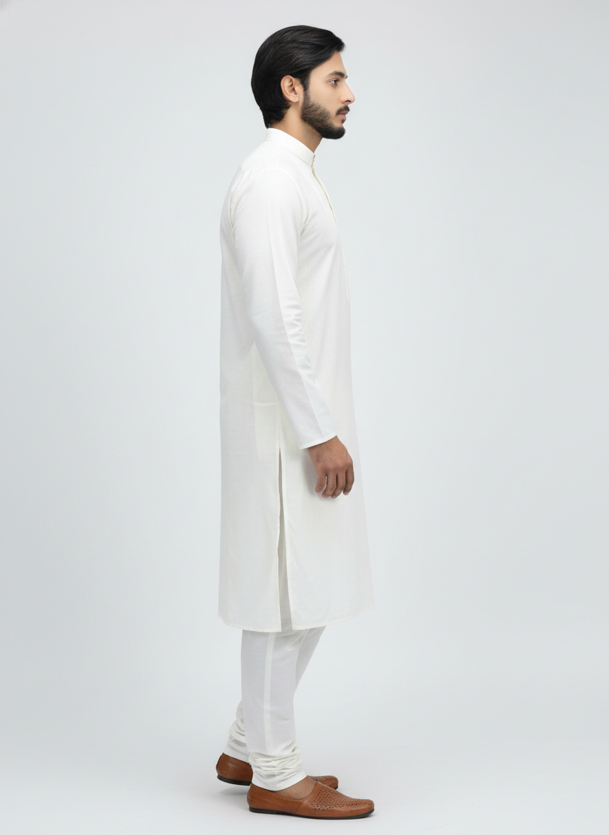 Asymmetric Buttons Bengali Kurta