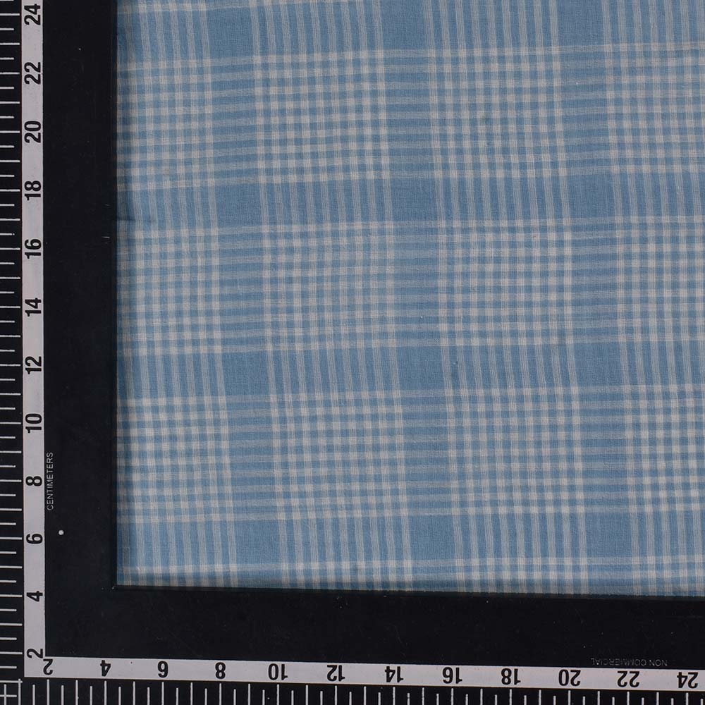 CHECK LIGHT BLUE NATURAL INDIGO DYED 62 GSM HANDWOVEN FABRIC