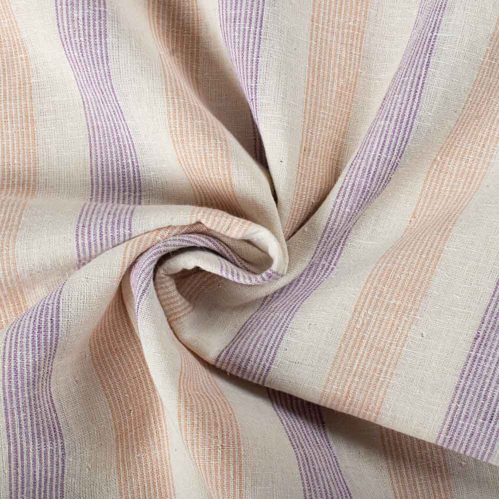 Stripe Multicolor Pure Cotton 85 GSM Handwoven Fabric 466