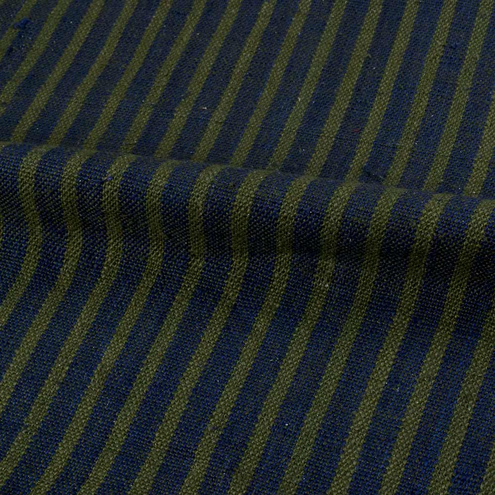 STRIPE OLIVE PURE KHADI 260 GSM HANDWOVEN FABRIC