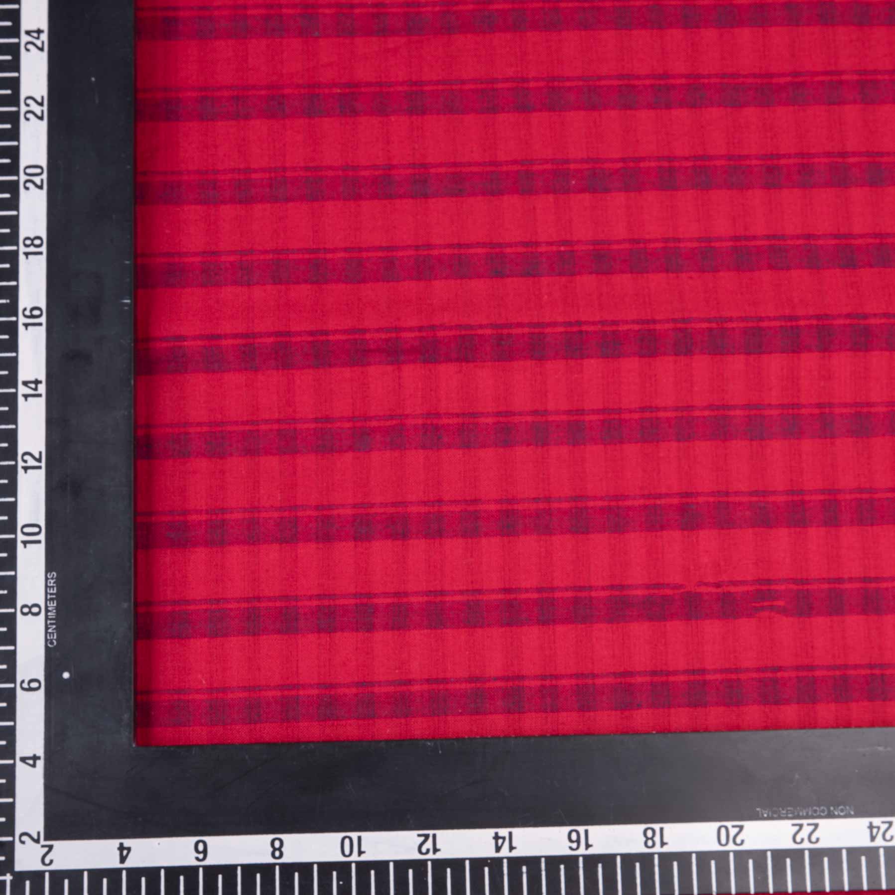 STRIPE RED BLUE PURE COTTON 90 GSM HANDWOVEN FABRIC