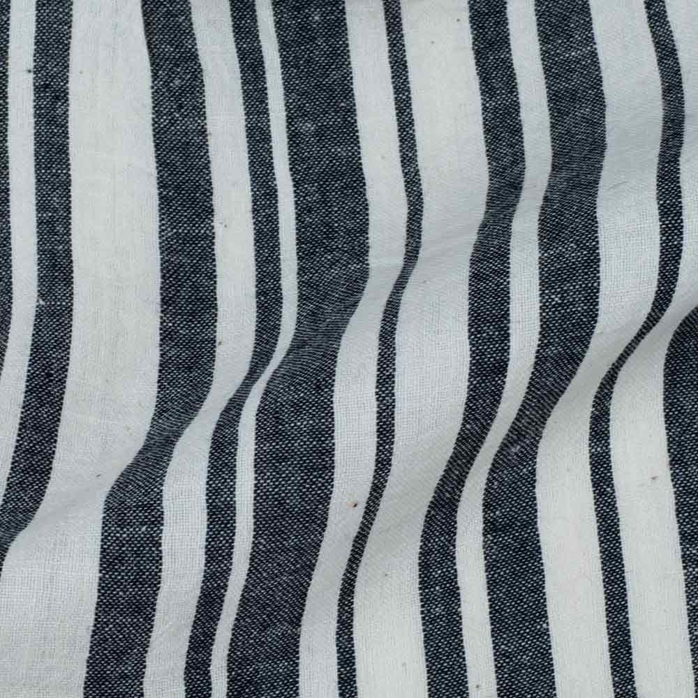 STRIPE BLACK & WHITE PURE COTTON 100 GSM HANDWOVEN FABRIC